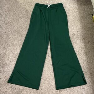 New Zenana Outfitters Wide-Leg Scuba Pants - Forest Green